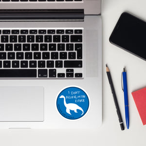 Loch ness monster sticker on a laptop